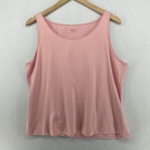 EILEEN FISHER Tank Top XL Stretch Organic Cotton Jersey Scoop Neck Pink USA
